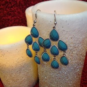 Teal chandelier earrings